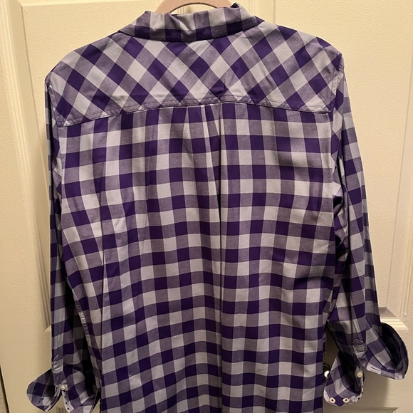 🟡TALBOTS PRE-LOVED AUTHENTIC GINGHAM BUFFALO CHECK & POLKA DOT CUFF DESIGN SHIRT - Picture 7 of 9